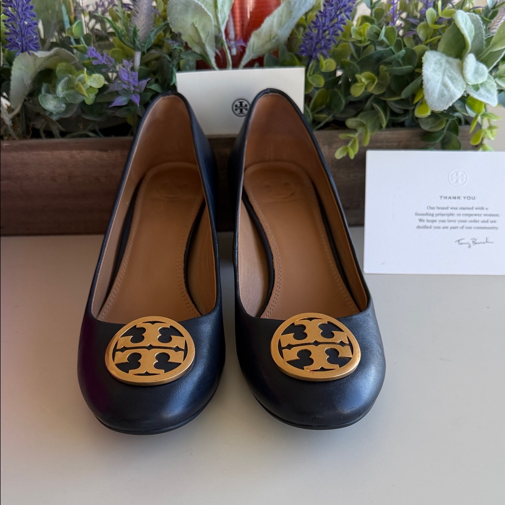 Tory Burch Black Leather Benton 50 Mm Pumps